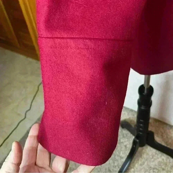 Michael Kors Wool Blend Peacoat Jacket Button Down Women Large Red Lined Warm - Picture 11 of 15